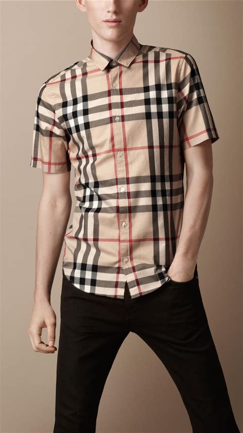 burberry shirt aitch|Burberry: Khaki Check Cotton Shirt .